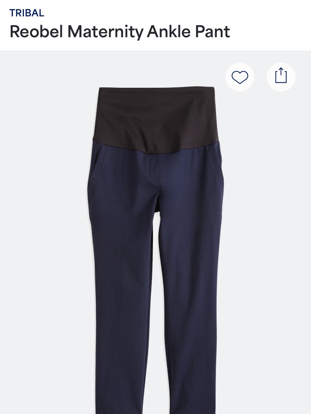 Tribal Navy Ankle Pants with Black Waist Panel - Picture 1 of 7